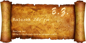 Balczek Zóra névjegykártya